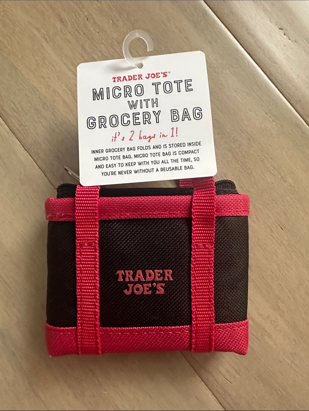Trader Joe’s Micro Tote with Grocery Bag Black and Red